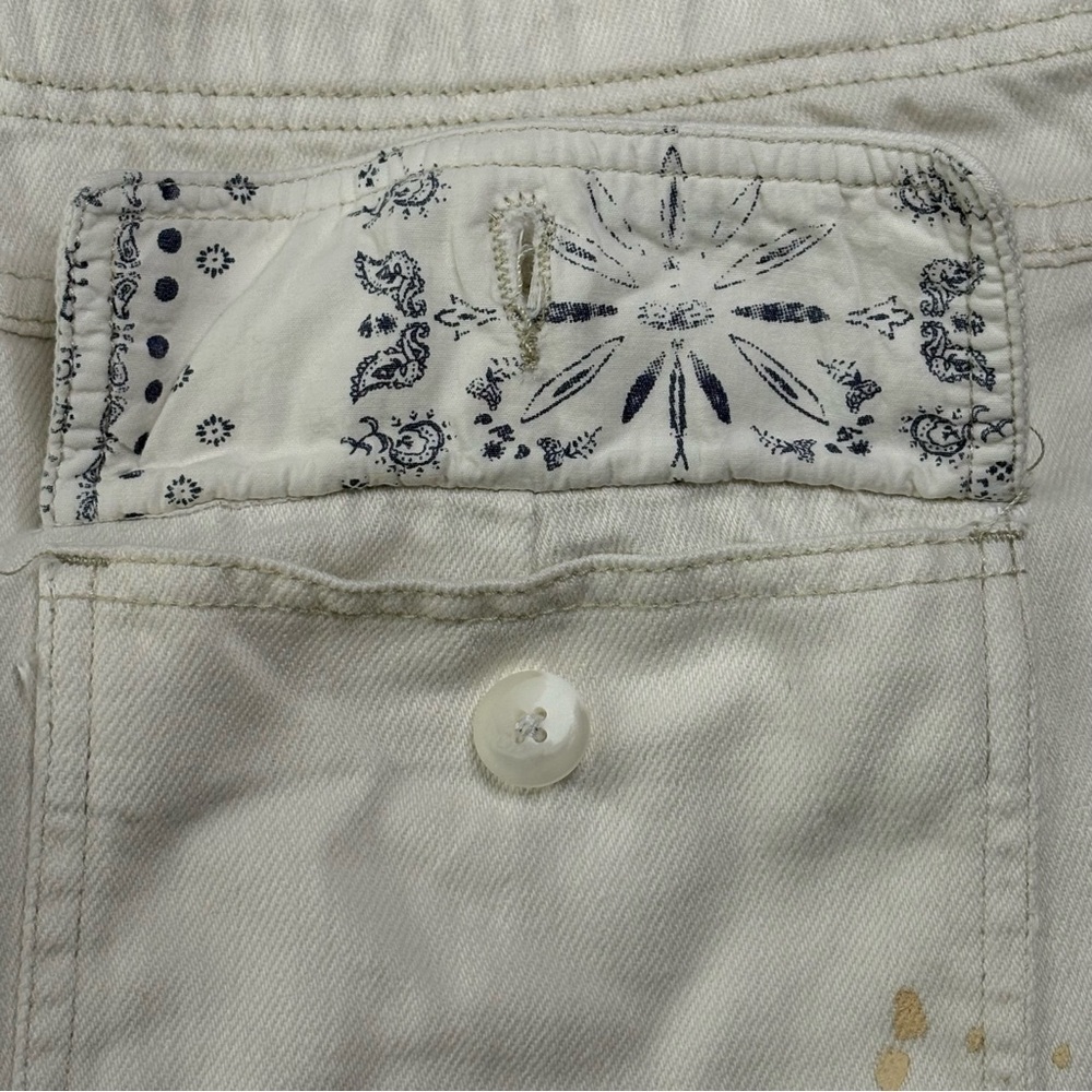 Free People Mixed Up Cropped Utility Pants Distressed Painter Button Fly XS - Picture 8 of 13